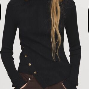 MANGO Asymmetrical Sweater with Buttons, small